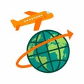 Global Flights icon vector image. Royalty Free Stock Photo