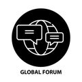 global forum icon, black vector sign with editable strokes, concept illustration Royalty Free Stock Photo