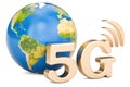 Global 5G concept, 3D rendering Royalty Free Stock Photo