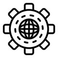 Global gear icon, outline style Royalty Free Stock Photo