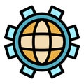 Global gear printing icon vector flat