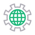 Global gear vector color line icon