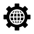 Global gear vector glyph flat icon