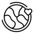 Global generosity icon outline vector. Heart love