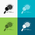 global, globe, magnifier, research, world Icon Over Various Background. glyph style design, designed for web and app. Eps 10 Royalty Free Stock Photo