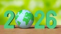 2026 Global Green Future and Sustainability Concept 3d render Royalty Free Stock Photo