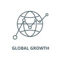 Global growth vector line icon, linear concept, outline sign, symbol