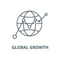 Global growth vector line icon, linear concept, outline sign, symbol Royalty Free Stock Photo