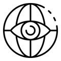 Global hacker monitoring icon, outline style