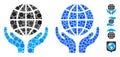 Global Hands Composition Icon of Round Dots