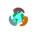 Global hands logo icon vector illustration