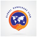 Global handshake abstract sign. Business concept.