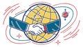 Global handshake partnership, symbolizing international collaboration. vector design Generative AI Royalty Free Stock Photo
