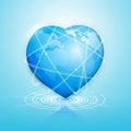 Global heart technology connection worldwide.