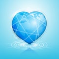 Global heart technology connection worldwide. Royalty Free Stock Photo