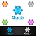 Global Helping Hand Charity Foundation Creative Logo for Voluntary Church or Charity Donation