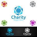 Global Helping Hand Charity Foundation Creative Logo for Voluntary Church or Charity Donation