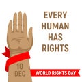 Global human rights day concept background, cartoon style