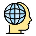 Global human skill icon color outline vector