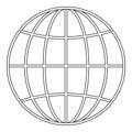 Global icon, outline style. Royalty Free Stock Photo