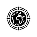 Black solid icon for Global, worldwide and international