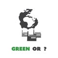 Global Industrial Pollution - Green Eco Earth Globe, Zero Emission, Carbon Neutrarlity, Environmental Protection Concept