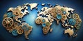Global interconnectivity a complex system of interlocking components working in harmony for worldwide progress. Generative AI Royalty Free Stock Photo