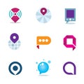 Global internet community in home system positioning logo icon