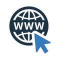 Global, internet icon. Simple flat design concept Royalty Free Stock Photo