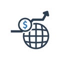 Global investment growth icon world economy grow up icon Royalty Free Stock Photo