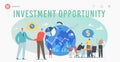 Global Investment Opportunity Landing Page Template. Businesspeople Characters Conclude Deals with Foreign Partners