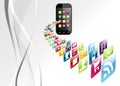 Global iphone apps icons tech background Royalty Free Stock Photo