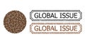 Global Issue Distress Rubber Stamps with Notches and Circle Mosaic of Coffee Grain