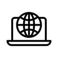 Global laptop vector thin line icon Royalty Free Stock Photo