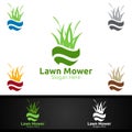 Global Lawn Mower Logo for Lawn Mowing Gardener Design Royalty Free Stock Photo