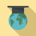 Global learning icon, flat style