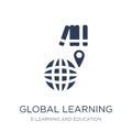 Global learning icon. Trendy flat vector Global learning icon on