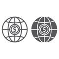 Global line and glyph icon, planet and world, globe sign, vector graphics, a linear pattern on a white background. Royalty Free Stock Photo