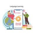 Global linguistics concept. Flat vector illustration