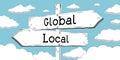 Global, local - outline signpost with two arrows Royalty Free Stock Photo