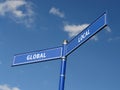 Global and local signpost Royalty Free Stock Photo