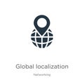 Global localization icon vector. Trendy flat global localization icon from networking collection isolated on white background.