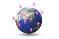 Global location concept with globe - 3d rendering