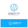 Global, Location, Map, World, Geography Blue Outline Logo Place for Tagline