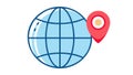 Global Location Pin: World Map and Navigation Icon, vector design Generative AI Royalty Free Stock Photo