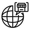 Global location store icon, outline style Royalty Free Stock Photo