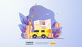 global logistic distribution service illustration concept. delivery worldwide import export shipping banner with people character Royalty Free Stock Photo