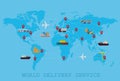 Global Logistic, shipping and service worldwide delivery world map concept