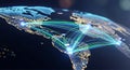 Global Logistics and Data Network Map Visualization Royalty Free Stock Photo