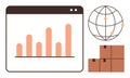 Global Logistics and Data Visualization with Bar Graph and Shipping Boxes Royalty Free Stock Photo